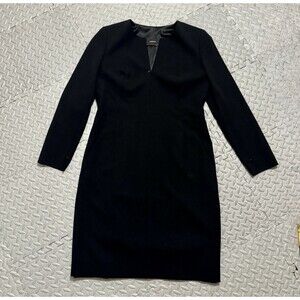 Akris Black Wool Woven Dress Womens Size 10 Knee Length
